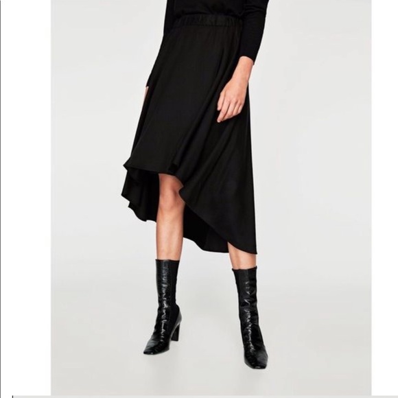 NWOT ZARA Black Layered Midi Skirt - Picture 2 of 4